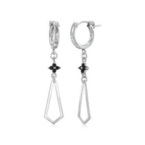 Amen B Jewels - Sterling Silver geometric earrings with sparkle Black Flower, perfect as a gift for yourself or your loved ones!