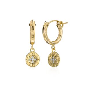 Amen B Jewels - Retro Chic Gold Plated Stylish Trendy Earring with Sparkle Crystal CZ