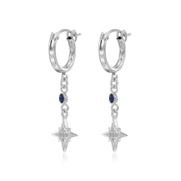 Amen B Jewels -Sterling Silver earrings with sparkle Star and blue zircon
