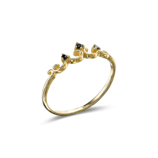 Amen B Jewels - Alice Ring -14K gold wedding ring with black diamonds (2)