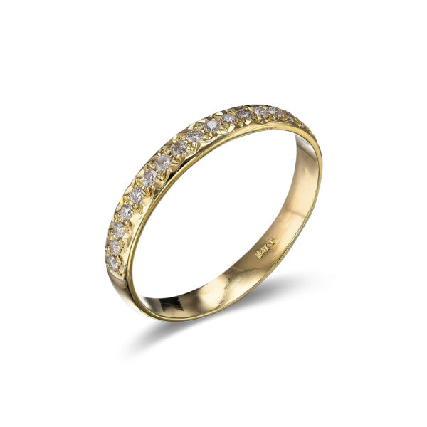 Amen B Jewels - Amalia Ring - A Classic half-eternity wedding bands crafted in 14K Solid Gold and set with diamonds on half of the ring (1)