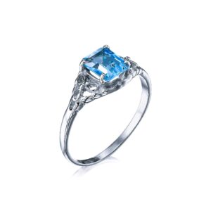 Amen B Jewels - Miley Ring - 14k solid gold filigree ring with natural blue topaz gemstone (1)