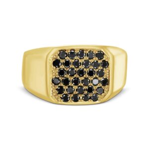 Amen B Jewels - Sandra Ring - signet ring made of 14k solid gold and set with Black Diamonds