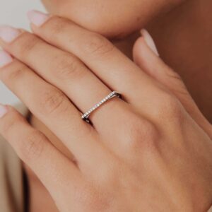 Amen B Jewels - Zoey Ring - A modern diamond ring, crafted in 14K Solid Gold and set with tiny diamonds (1)
