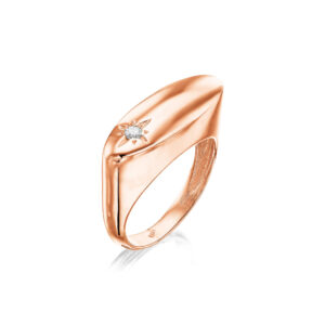 Amen B Jewels - Vivian Ring -14K Gold signet ring with diamonds (4)