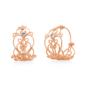 Amen B Jewels - Aya Earrings - 14K Gold Ethnic Filigree Hoop Earrings Set With Diamonds (5)