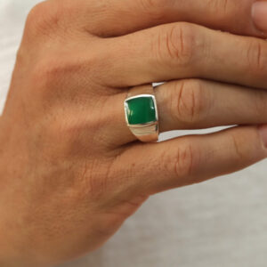 Amen B Jewels -Eddie Ring - Man silver ring with green rock (1)