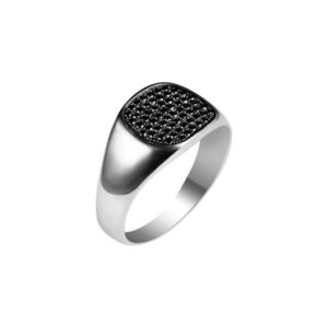 Amen B Jewels - Elijah Ring - gold signet ring with oblack diamonds (2)