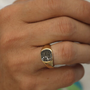 Amen B Jewels - Elijah Ring - gold signet ring with oblack diamonds (5)