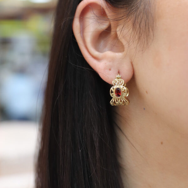 Amen B Jewels - Efrat Earring - 14k gold hoop earrings with stone