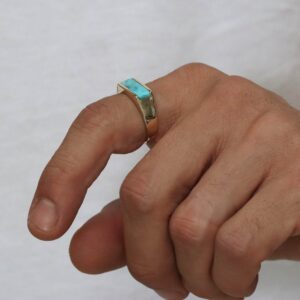 Amen B Jewels - Ezra Ring - 14K gold signet ring with turquoise (2)